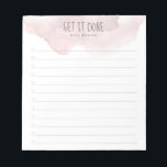 Blush Pink Ombre Watercolor To-Do List Notepad<br><div class="desc">Keep track of your to-do list with this personalised notepad. The design features a blush pink ombre watercolor at the top,  a customisable header that reads "Get it Done",  beneath you can add your name and 12 lines to add your tasks and check them off.</div>