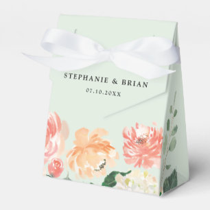 Blush Pink orange floral watercolor wedding Favour Box