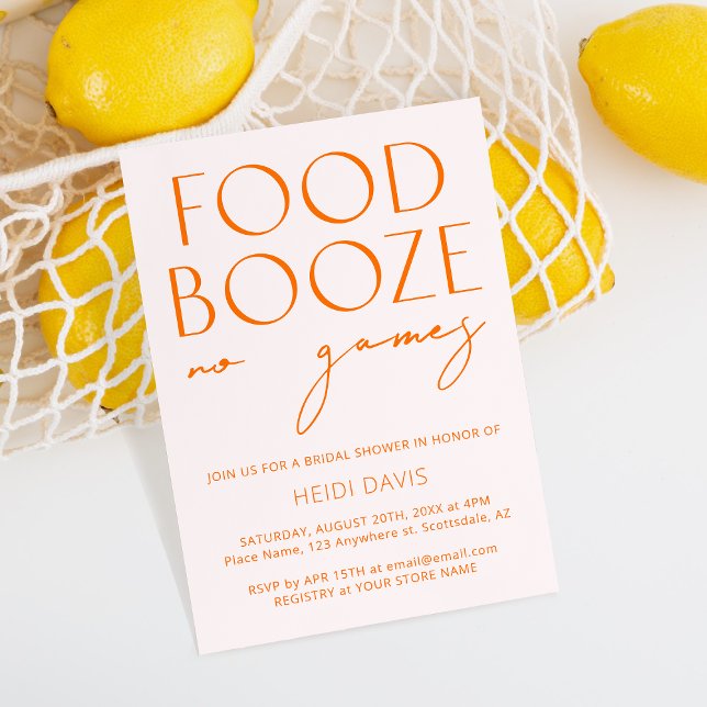 Blush Pink & Orange No Games Bridal Shower Invitat Invitation (Creator Uploaded)