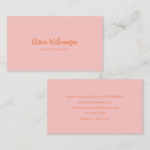 Blush Pink Orange Script Name Minimalist Creative Business Card
