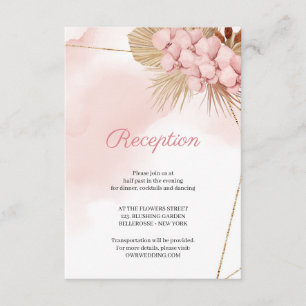 Blush Pink Orchid Dried Palm Leaves Reception  Enclosure Card