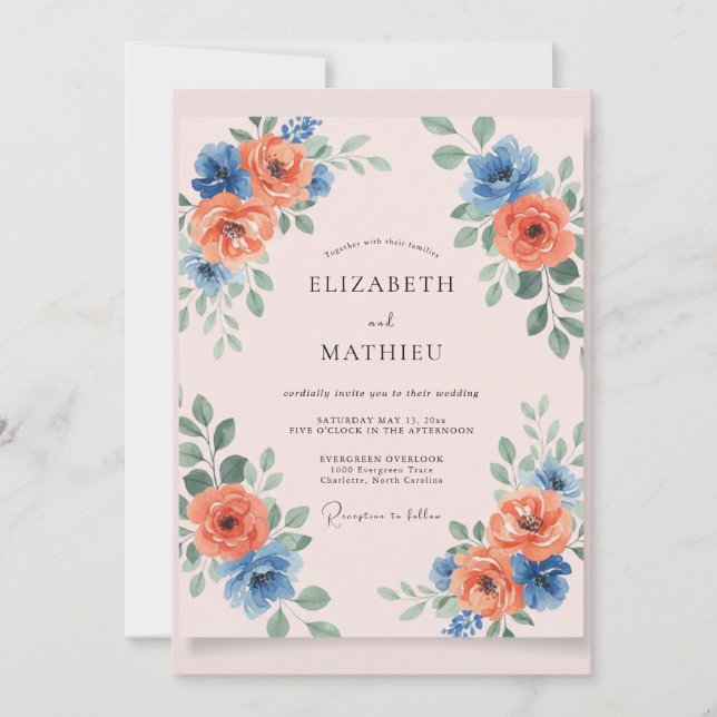Blush Pink Painterly Spring Wedding Invitation (Front)