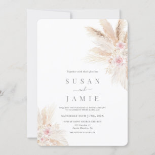 Blush Pink Pampas Boho Wedding invitation