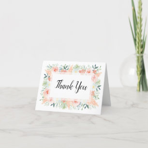 Blush Pink Pampas Floral Watercolor Wedding Thank You Card