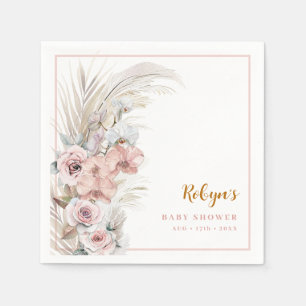 Blush Pink Pampas Grass Boho Floral Napkins