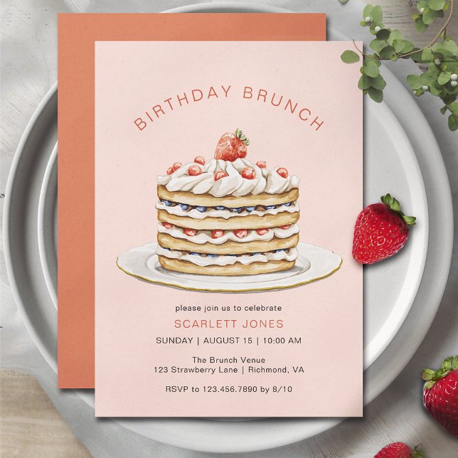 Blush Pink Pancakes | Cute Girly Birthday Brunch Invitation (Creator Uploaded)