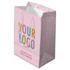 Blush Pink Paper Gift Bag Custom Business Logo