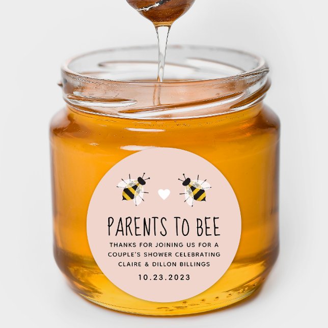 Blush Pink Parents to Bee Shower Favour Sticker (Creator Uploaded)
