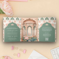 Blush Pink Pastel Green Lotus Pond Indian Wedding