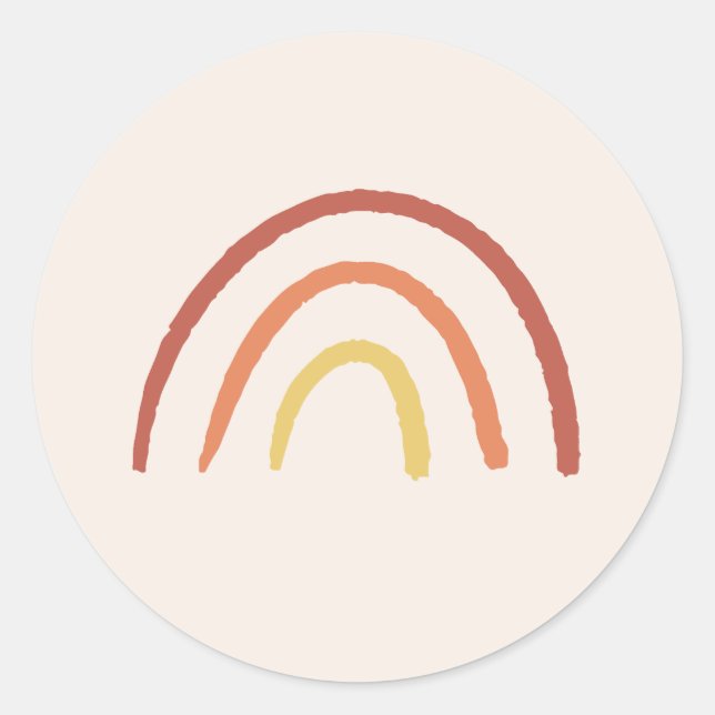 Blush Pink Pastel Terracotta Rainbow Cute Girly Classic Round Sticker (Front)
