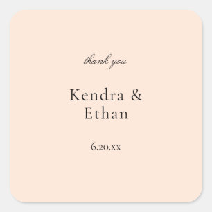 Blush Pink Pastel Thank You Square Sticker