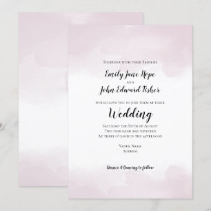 Blush Pink Pastel Watercolors Wedding Invitation