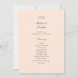 Blush Pink Pastel Wedding Ceremony Program Invitation<br><div class="desc">Have a simple,  minimalist wedding ceremony program with this wedding ceremony rustic blush pink pastel wedding program card.</div>