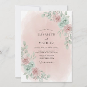 Blush Pink Peaceful Spring Wedding Invitation