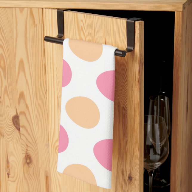 Blush Pink Peach Easter Eggs Pattern Tea Towel (Thirds Fold)