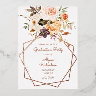 Blush Pink & Peach Floral Frame Graduation Party F