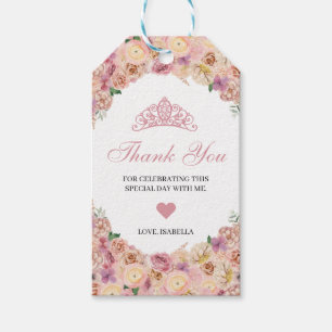 Blush Pink Peach Floral Thank You Gift Tags