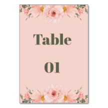 Blush Pink Peach Floral Watercolor Wedding Table 