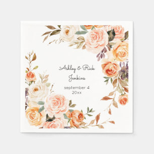 Blush Pink & Peach Floral Wedding Napkin