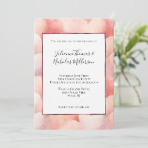 Blush Pink Peach Hearts Wedding Invitation
