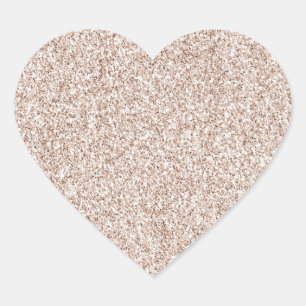 Blush Pink Peach Rose Glitter Heart Sticker