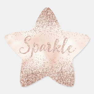 Blush Pink Peach Rose Glitter Sparkle Quote      Star Sticker