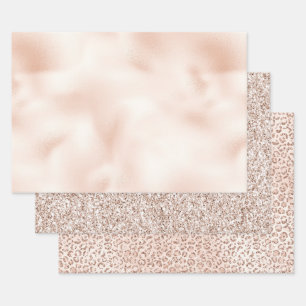 Blush Pink Peach Rose Glitter   Wrapping Paper Sheet
