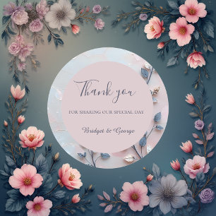 blush pink & pearl tone botanical Branch wedding Classic Round Sticker