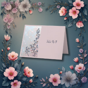 blush pink & pearl tone botanical Branch wedding Thank You Card