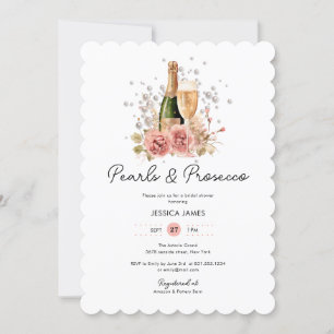 Blush Pink Pearls & Prosecco Bridal Shower Invitation