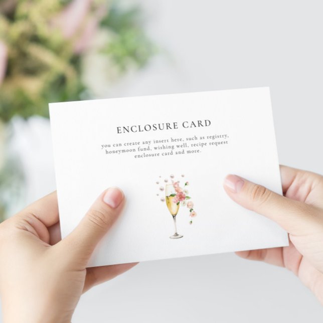 Blush Pink Pearls & Prosecco Custom Bridal Shower Enclosure Card (Creator Uploaded)