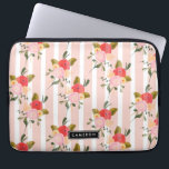 Blush Pink Peonies and Stripes Personalised Laptop Sleeve<br><div class="desc">Customisable laptop sleeve featuring pink flowers and stripes pattern. This elegant pattern is also available in variety of products.</div>
