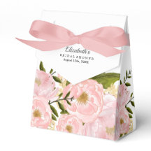 Blush Pink Peonies Bridal Shower Favor Boxes