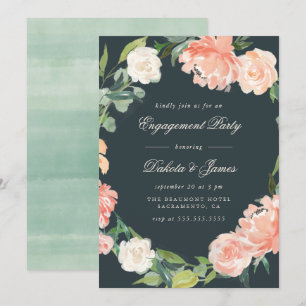 Blush Pink Peonies & Eucalyptus Engagement Party Invitation