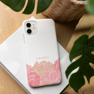 Blush Pink Peonies Personalised iPhone Case