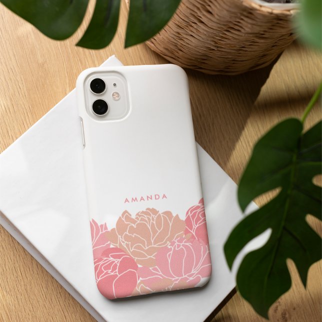 Blush Pink Peonies Personalised iPhone Case (Creator Uploaded)