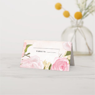 Blush Pink Peonies Watercolor Wedding  Place Card