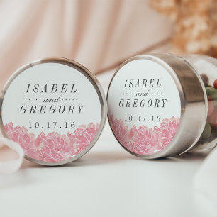 Blush Pink Peonies Wedding Classic Round Sticker