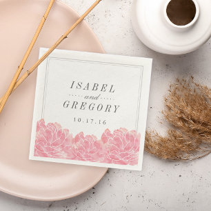 Blush Pink Peonies Wedding Napkin