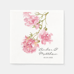 Blush Pink Peonies Wedding Napkins