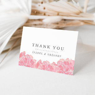 Blush Pink Peonies Wedding Thank You Card