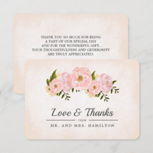 Blush Pink Peonies Wedding Thank You Cards