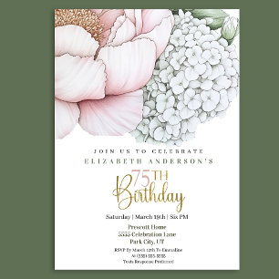 Blush Pink Peony 75th Birthday Invitation