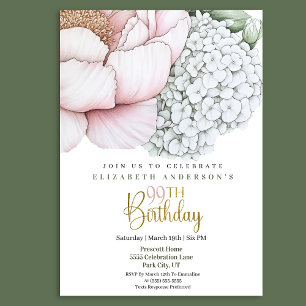 Blush Pink Peony 99th Birthday Invitation