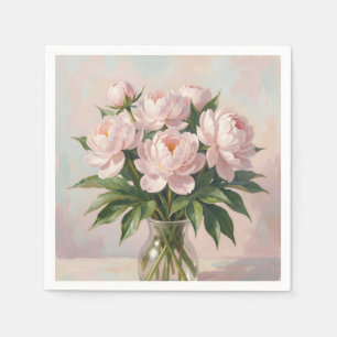 Blush Pink Peony Bouquet Romantic Floral Napkin