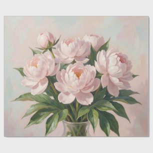 Blush Pink Peony Bouquet Romantic Floral Wrapping Paper