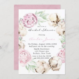 Blush Pink Peony Cotton Bridal Shower Invitation
