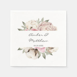 Blush Pink Peony Cotton Wedding Napkin