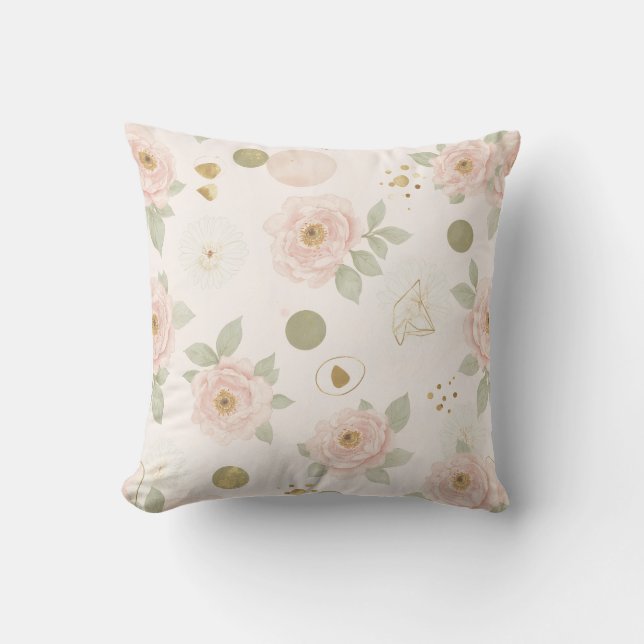 Blush Pink Peony Cushion (Front)