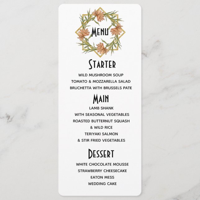 Blush Pink Peony Edge Menu (Front)